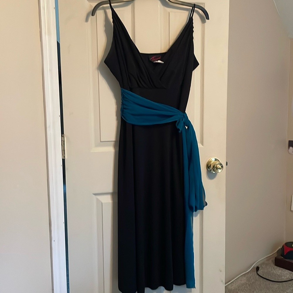 Torrid black dress with turquoise sash/belt